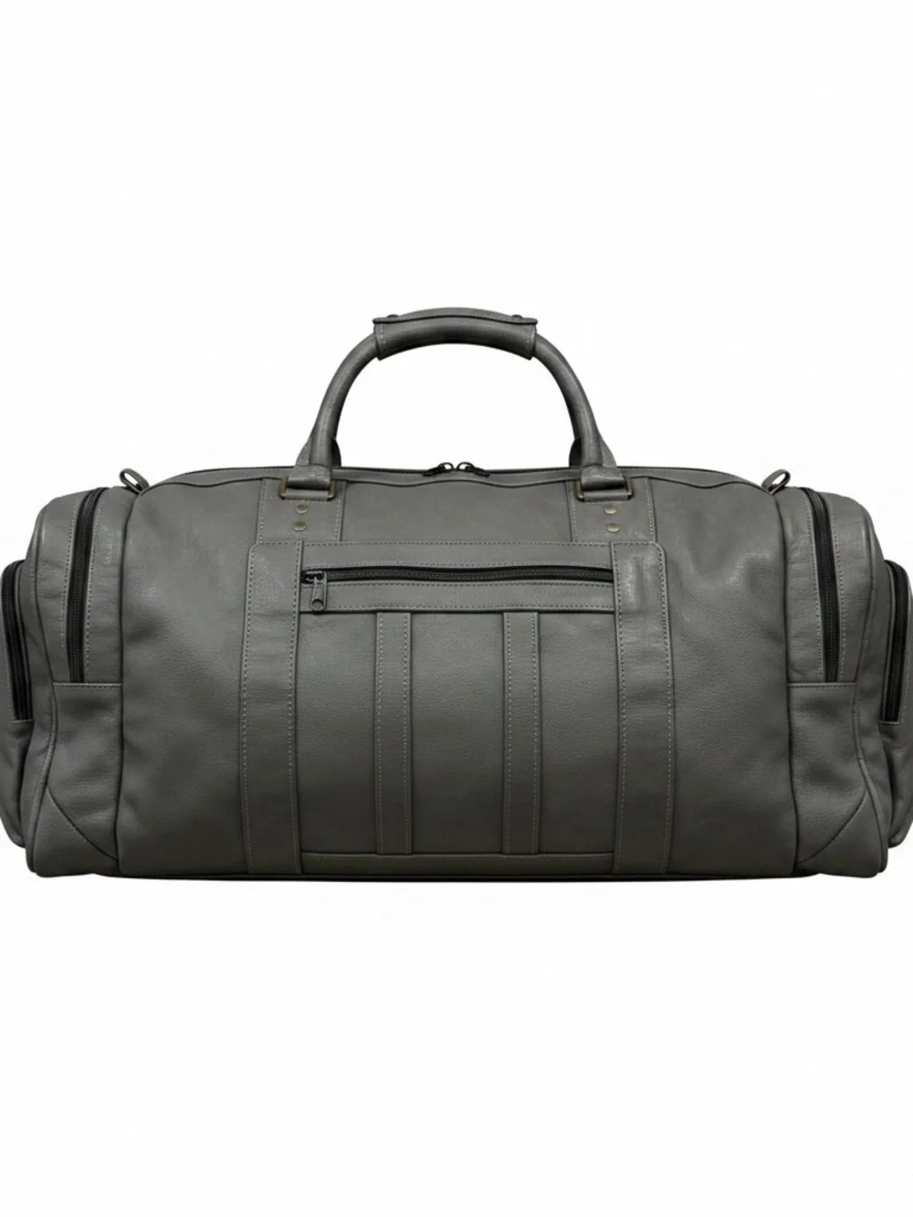 Genuine Leather Gray Men's Duffel Bag Travel Weekend Bag Teenager Sleepover